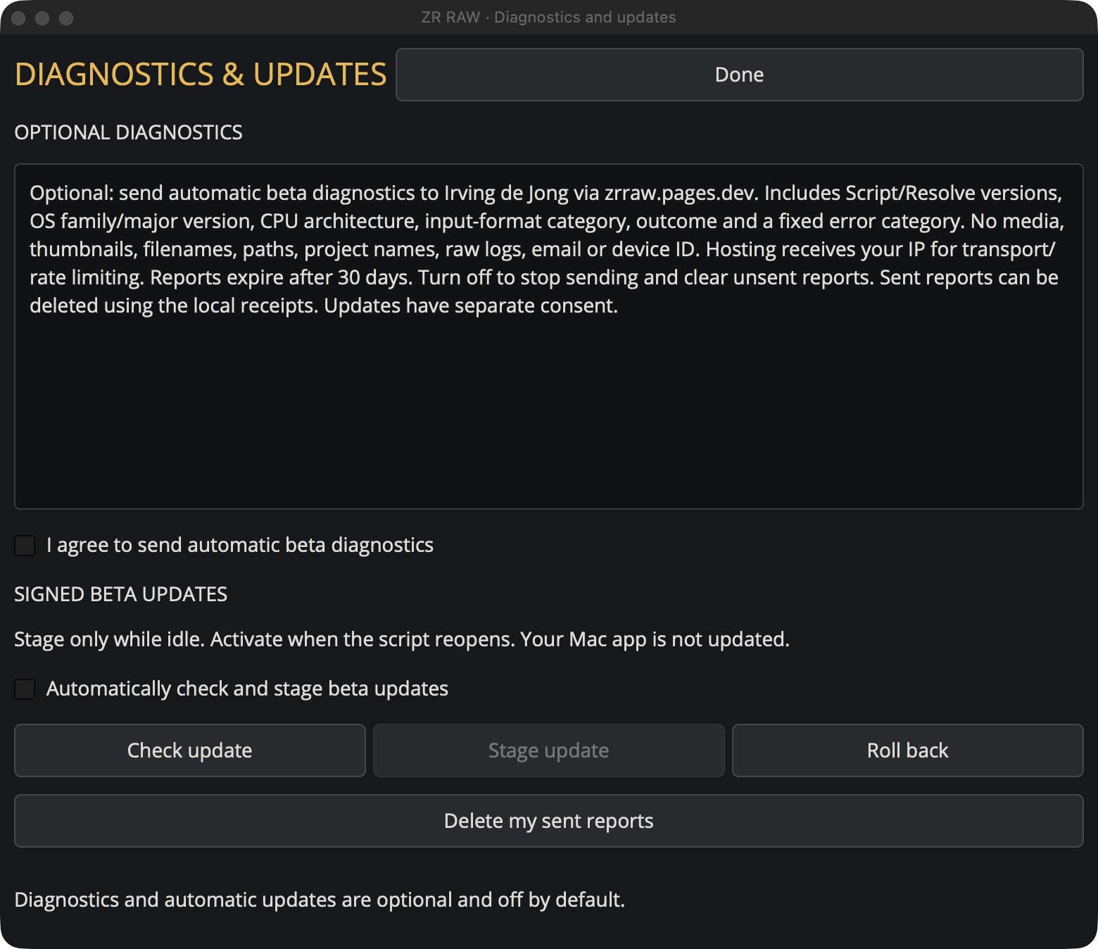 Actual signed Beta 9 updates window on macOS Resolve 21.1